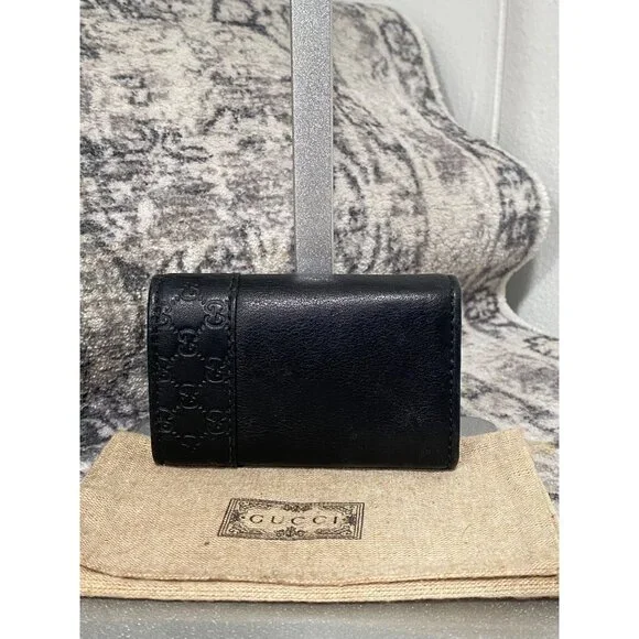 Gucci Guccissima Trifold Leather Key Case in Black - Picture 2 of 7